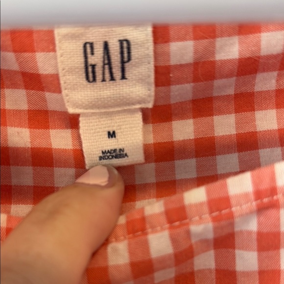 GAP boat neck pink and white Gingham Blouse with drawstring sleeves Medium - Picture 2 of 5